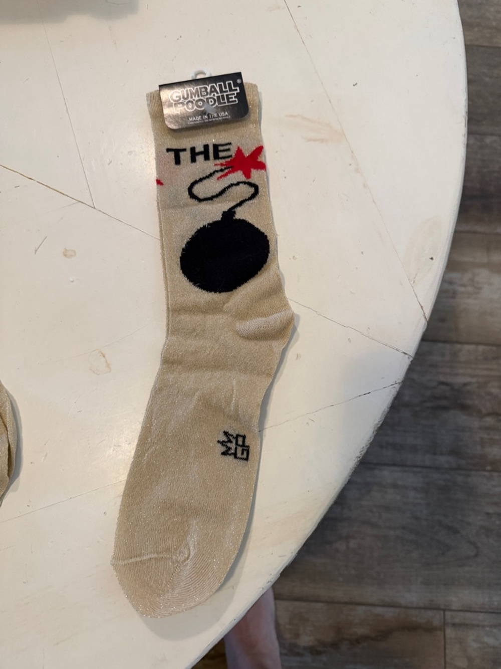 Gold lurex Bomb Graphic Crew Socks - Men's